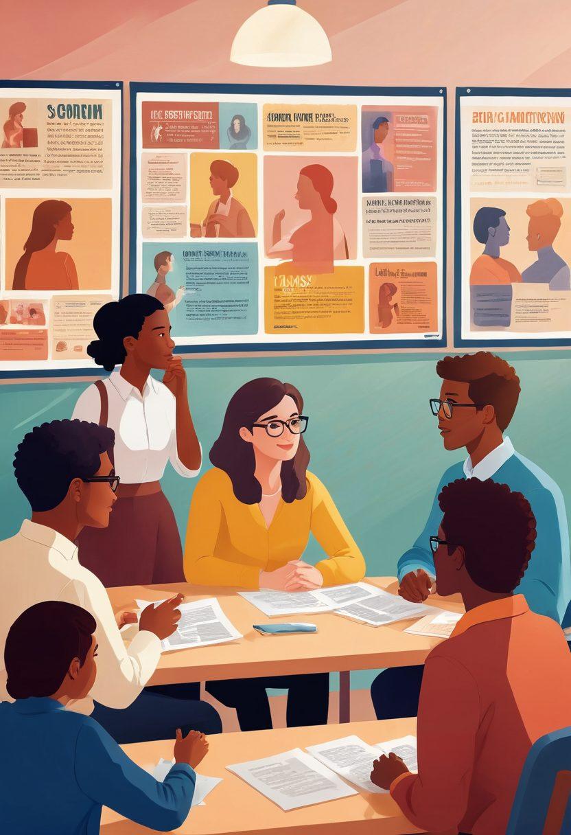A modern classroom setting with diverse adults of various ages engaged in a passionate discussion about intimacy and relationships. The background features educational posters about consent and communication, while a warm light creates an inviting atmosphere. The characters exhibit a sense of openness and curiosity, reflecting a supportive learning environment. soft focus. vibrant colors. vector art.
